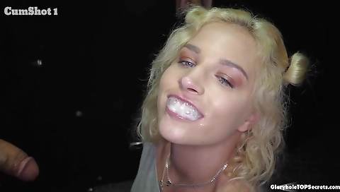 Blonde pornstar doing hard gangbanging with her bestie