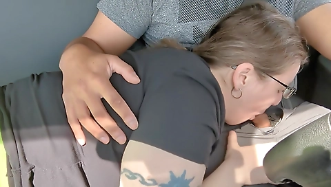 A blonde milf gets her deepthroat penetrated by a black dude