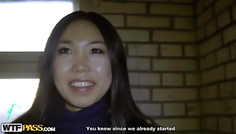 Asian brunette girl is having an amateur sex on the bed