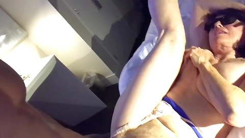 Brunette grandma gets fucked by a muscular young man