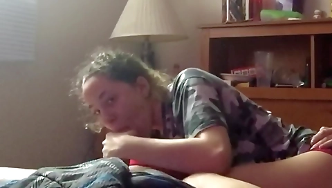 Slutty blonde with a pretty face gets a deepthroat blowjob