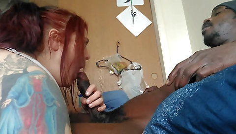 Busty redhead getting fucked hard in amateur deepthroat scene