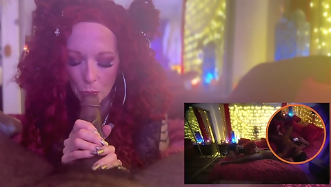 Mature red head with hairy pussy gets her big dick up her pussy