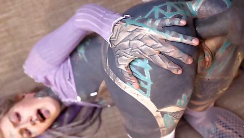 Tattooed blonde with a big ass is having sex with a black cock