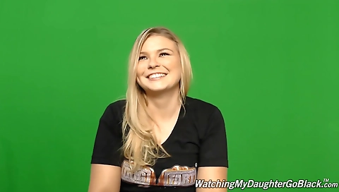 Hot blonde 18+ casting host and blonde girl show in outdoor