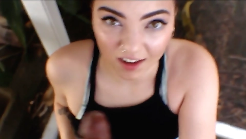 Ebony teen on the poolside gets to see him riding her