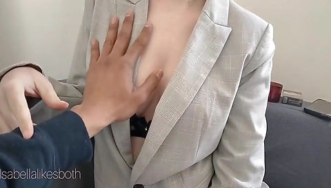 Amateur step fantasy with a hot MILF who receives a blowjob