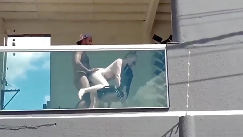 Busty tattooed blonde gets caught in the office and fucked