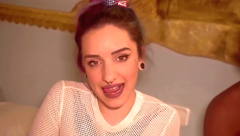 Busty tattooed teen with nice pussy touches her pussy