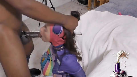 Big cock brunette in small tits gets her throat filled