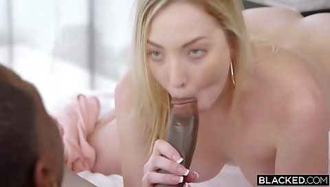 Curvy blonde takes her cock in her mouth before creampie