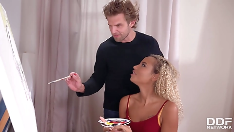 Hot black teen with tattoo in her ass is fucked by a big cock