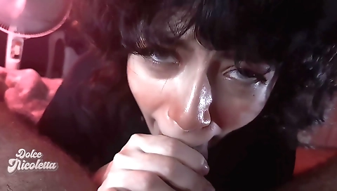 Brunette beauty gets her pussy fucked and covered in cum