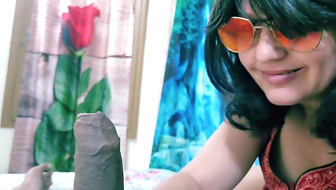 Interracial porn video with a mature brunette and a dude