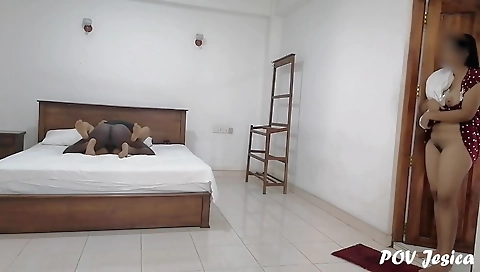 Stepson fucked by stepmom in the kitchen with no drink