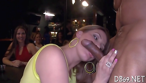 Busty brunette milf with big tits gets fucked by a group